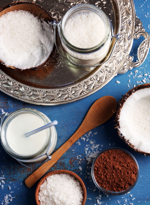 kokos, wiórki kokosowe, mleko kokosowe, kakao