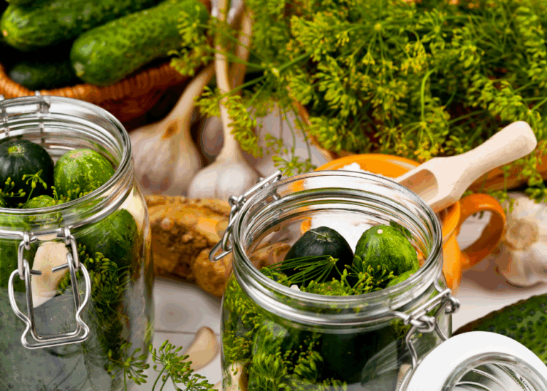 słoiki z ogórkami i przyprawami